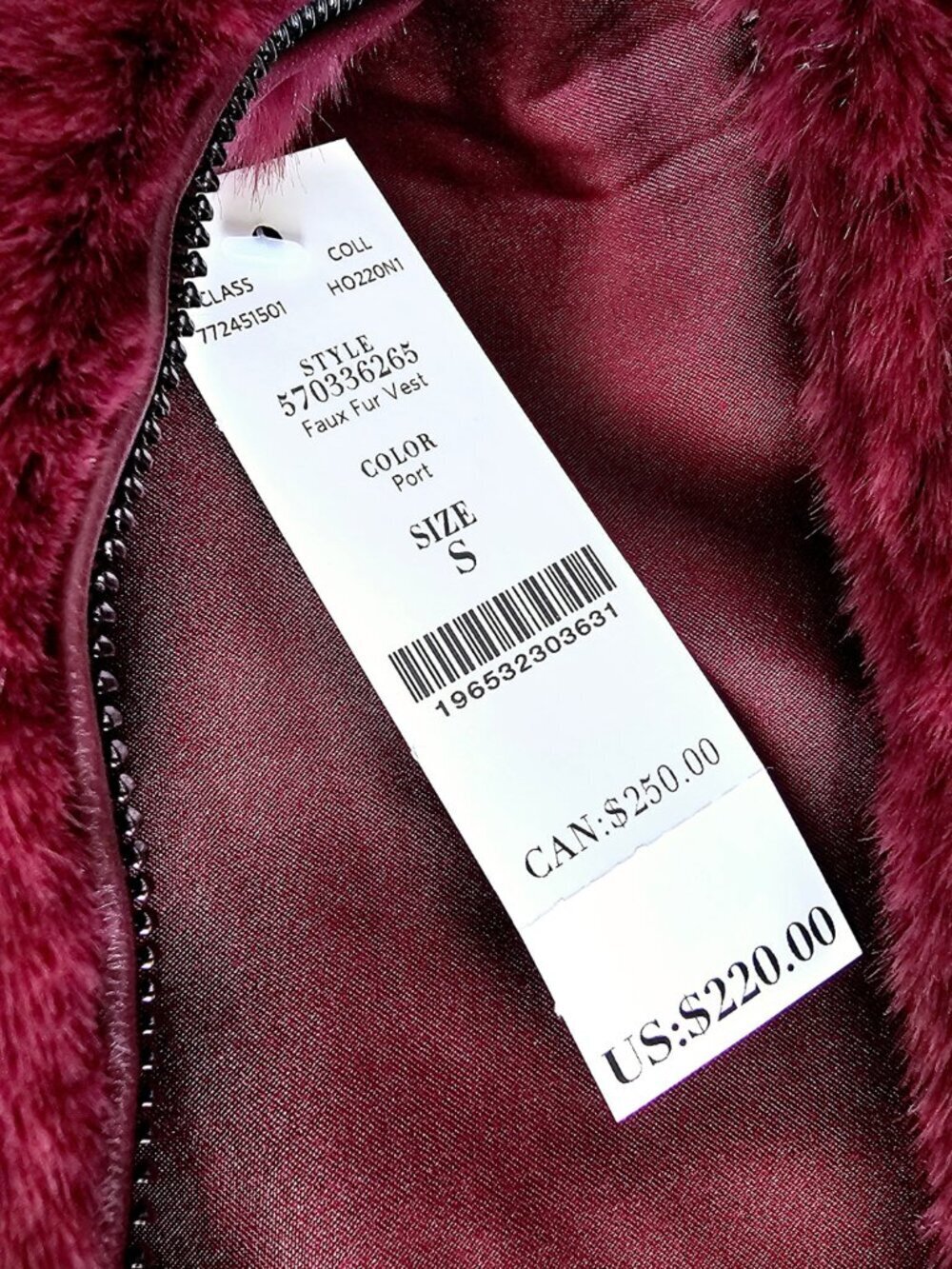 π NWT π White House Black Market Luxe Faux Fur Vest, Port, Size S - Picture 5 of 9